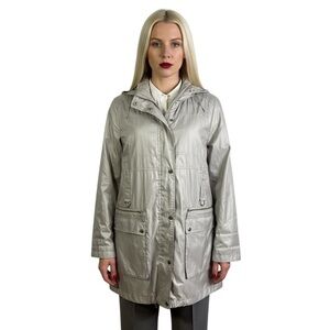 MARCONA SILVER METALLIC HOODED JACKET MEDIUM OMAN